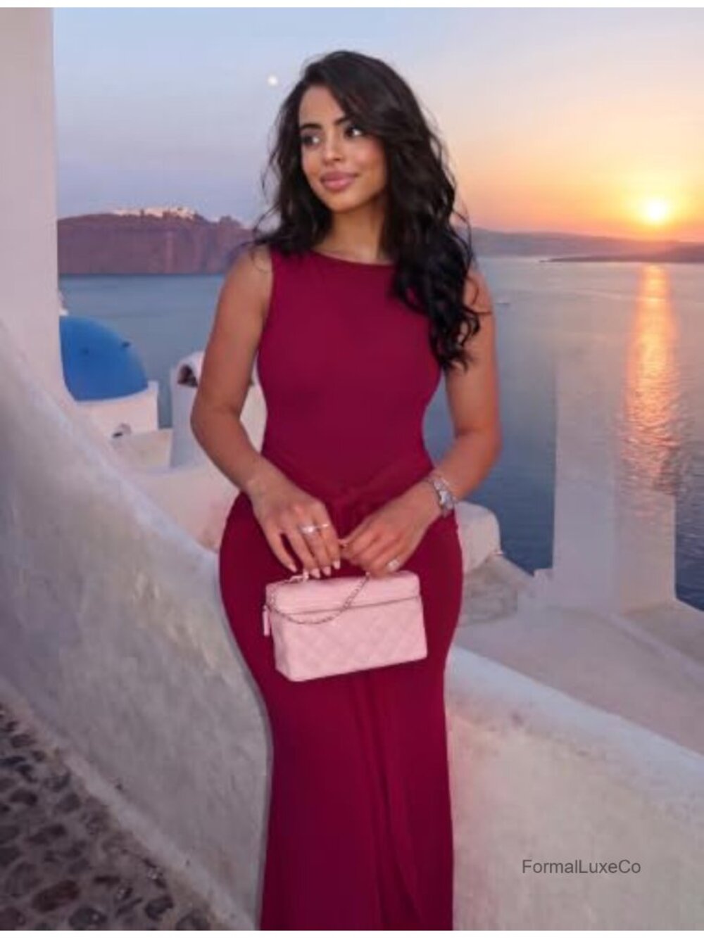 Women's Backless Cocktail Maxi Dress Bodycon Sleeveless Party Wedding Guest - Picture 2 of 6